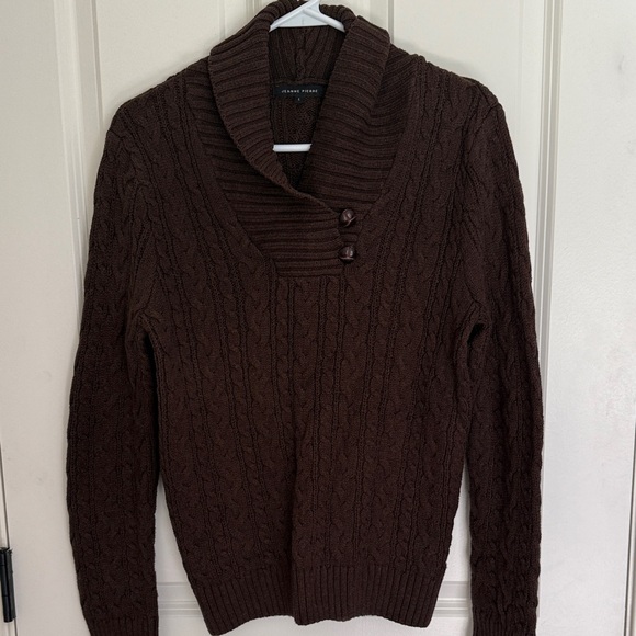 JEANNE PIERRE Brown Cable Knit Sweater - Picture 1 of 5